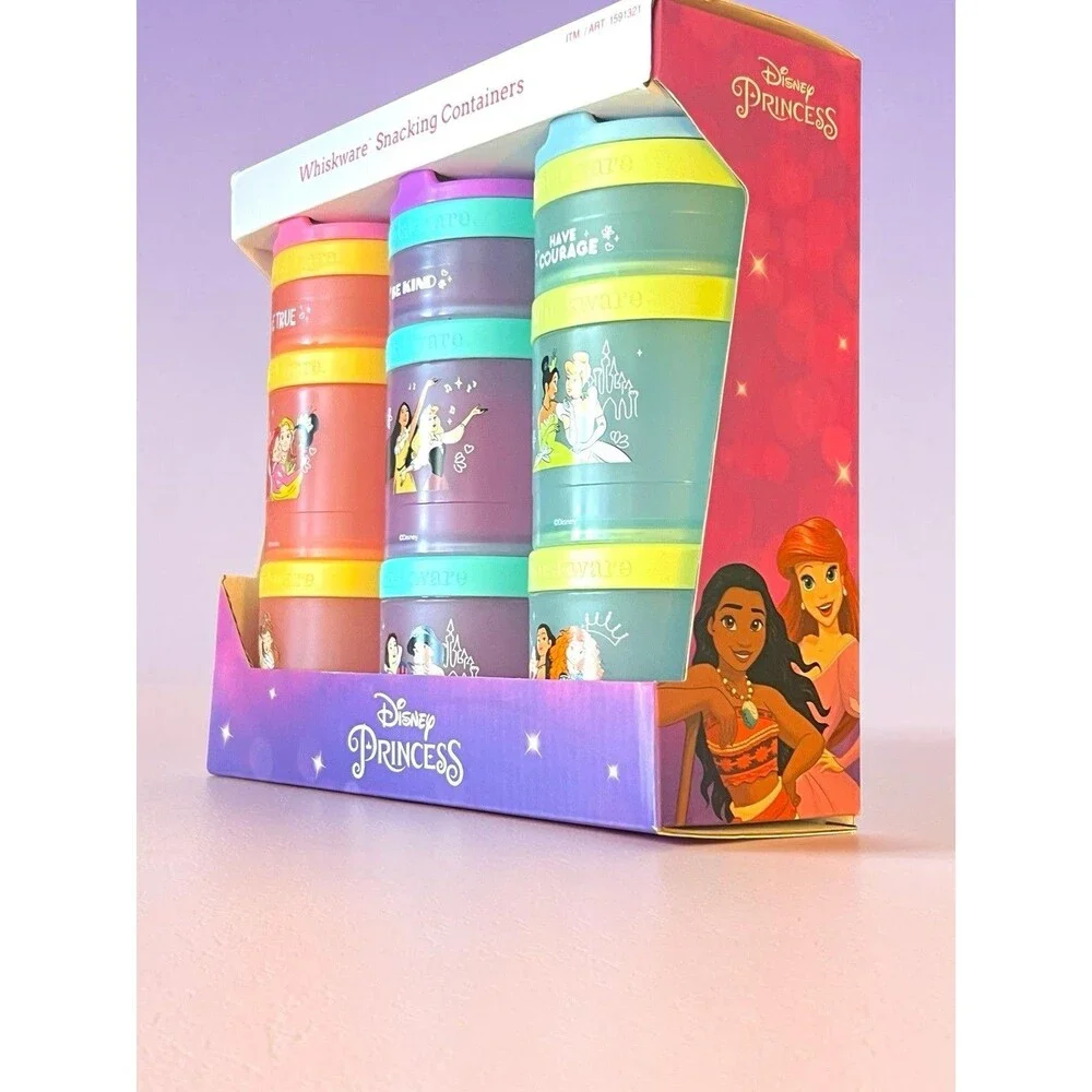Disney Princess Whiskware Stackable Snack Containers 3-Pack Kids Toddlers New